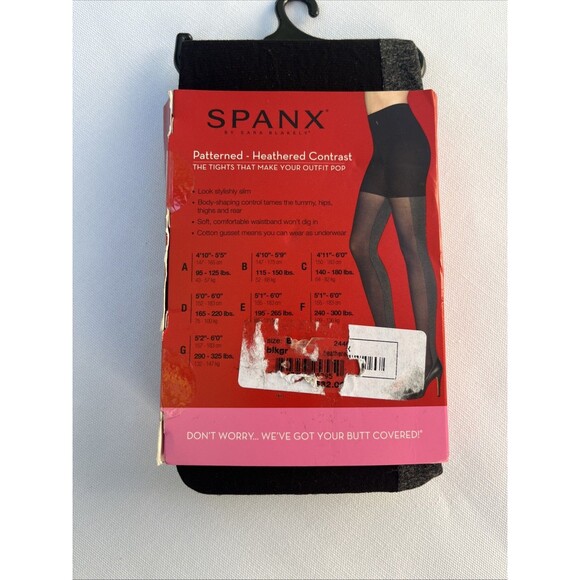 SPANX Tight-End Contrast Tights Black/Heathered Grey Size B Shaping Tights - Picture 3 of 5